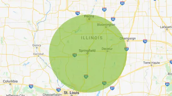 Map of Springfield area in Illinois